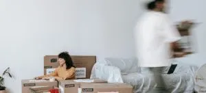 People packing boxes.