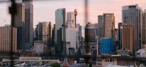 View of tall city buildings in Sydney, Australia