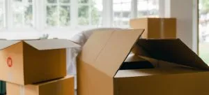 Packed moving boxes
