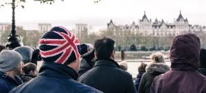 A group of people in London. 